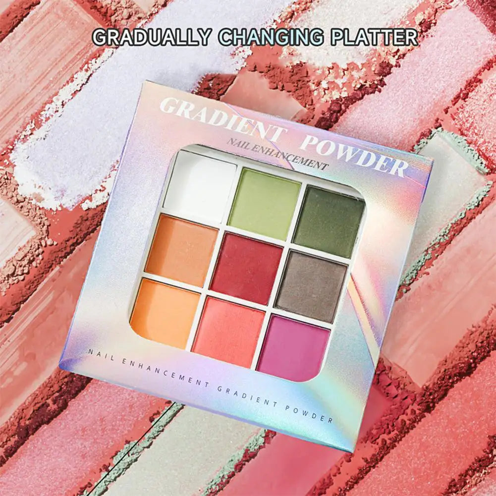 9Colors Solid Patting Nail Powders UV Polish Decoration Shimmer Fine Glitter Gradient Matte Pat Pat Manicure Polish Deco Powder
