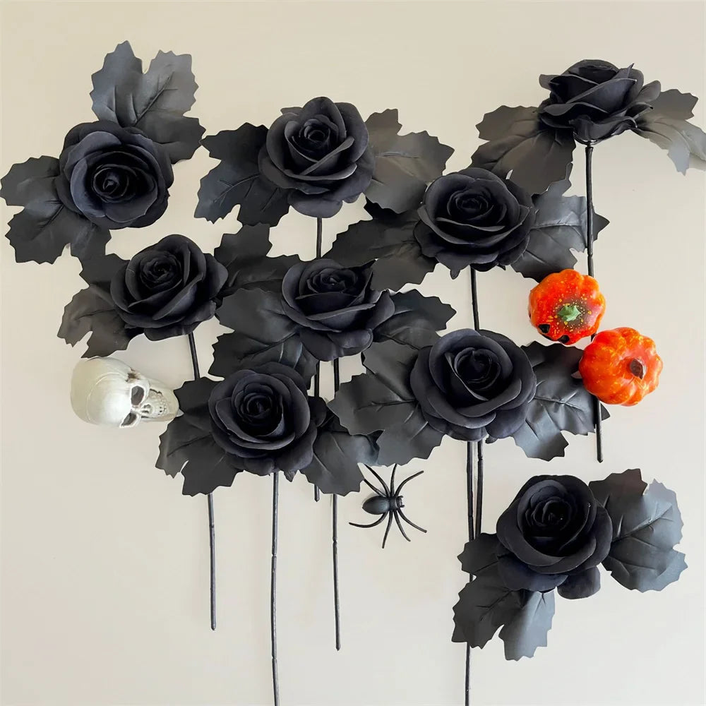 Halloween Decoration Artificial Flowers Bouquet With Pumpkins & Black Roses, Halloween Table Centerpiece For Dining Living Room Lootquake LLC