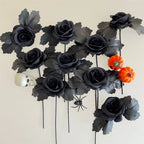 Halloween Decoration Artificial Flowers Bouquet With Pumpkins & Black Roses, Halloween Table Centerpiece For Dining Living Room Lootquake LLC