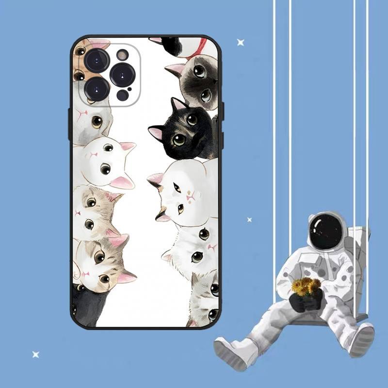Cat Cute Art Phone Case For Iphone 8 7 6 6s Plus X Se 2020 Xr Xs 14 11 12 13 Mini Pro Max Mobile Case  Transparent Soft Protective Clear Case Compatible For Iphone Stevvex