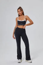 FlareLift Yoga Set: High-Waist Pants & Backless Bra THRIXINE