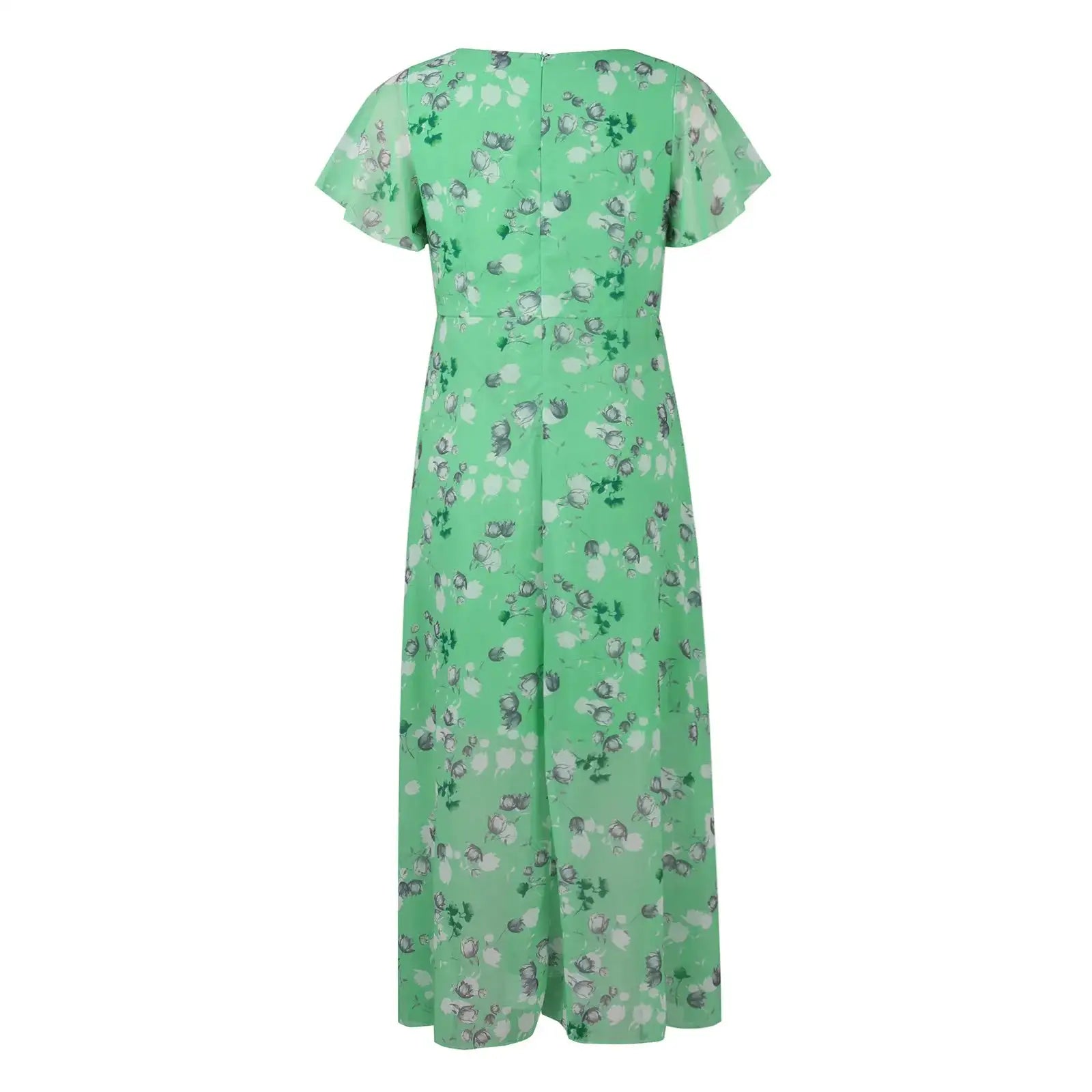 Vestidos Verano Moda 2024 Women's Swing Long Dress Chiffon Floral Short Sleeve Ruffle V Neck Fashion Waist Flowy Dress платье
