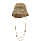 Straw summer hat French elegant ladies seaside travel sun hat Hepburn style wide brim hat  햇빛가리개 모자 모자