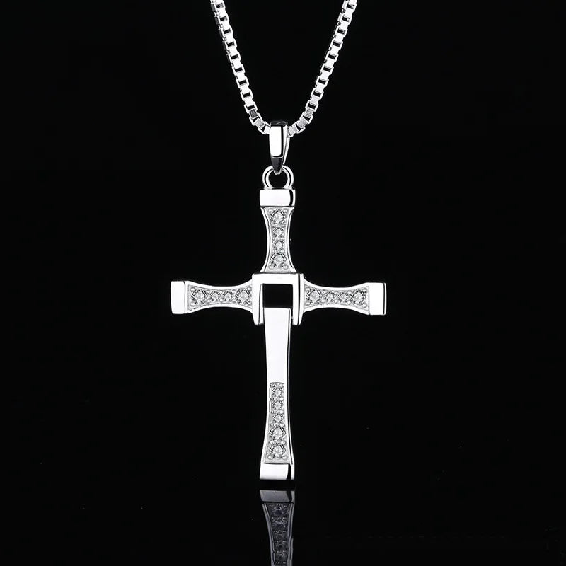 Fast And Furious Movie Dominic Toretto Cross Necklace Pendant 925 Sterling Silver Jewelry For Women Men Couple Lovers Xmas Gifts Lootquake LLC