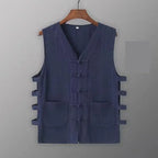 Vintage Vest Men Cotton Linen Shirt Kung Fu Vest Summer Tank Top Tang Suit Traditional Chinese Clothing Sleeveless Open Cardigan Lootquake LLC