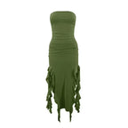 BWQ Long Dresses For Women Slit Sexy Bodycon Sleeveless Jellyfish Dress Hot Girls Fashion Off The Shoulders Maxi Dress Woman
