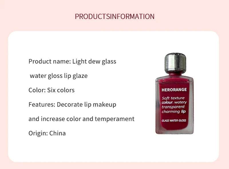 HERORANGE Light Glass-Like Lip Lacquer - Mirror Shine, Hydrating Formula; Smudge-Proof, Long-Wear, and Skin-Brightening Lootquake LLC