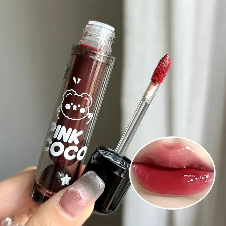 Dark Red Brown Mirror Lip Glaze Water Light Moisturizing Non-stick Cup Highly Pigmented Red Liquid Lipstick Lips Makeup Cosmetic Lootquake LLC