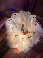 Modern Lit Ghosts Wreath Aesthetic Halloween Home Decor Luxury Wall Decoration Cute Halloween Wall Decors Interior Decorations Lootquake LLC