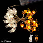2M 20LED Easter Rabbit String Light Carrot Chick Eggs Fairy Light Garland Happy Easter Party Decoration For Home Kids Gift 2025 Lootquake LLC