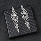Trend Crystal Drop Earrings – Elegant Long Dangle For Bridal | Femstylo