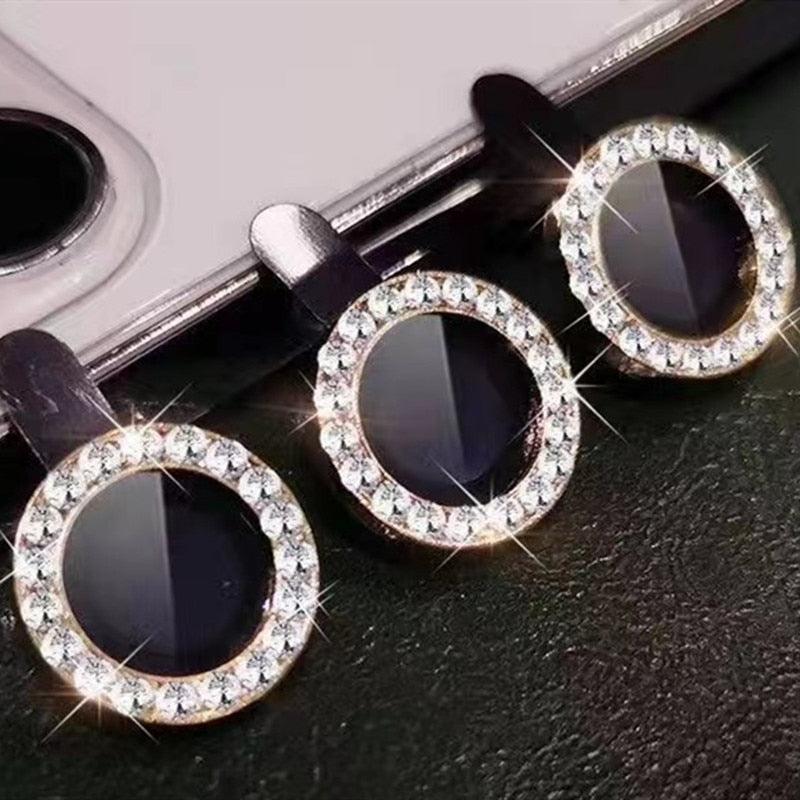 2023 New Diamond Bling Metal Ring Glass Protective Cap For iPhone 14 13 12 11 Pro Max Mini Camera Lens Circle Protector Paste Tempered Glass Camera Cover Camera Lens Protector Stevvex