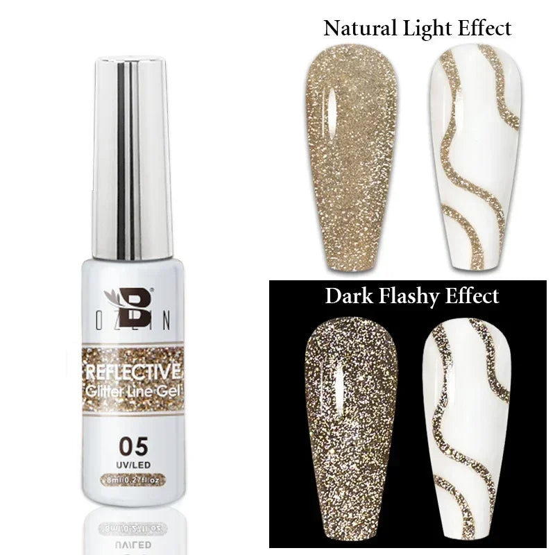 5ML Gold Silver Metallic Liner Paint Gel Polish Chrome Mirror Metal Effect Super Bright French UV LED Semi Permanent Nail Gel Lootquake LLC
