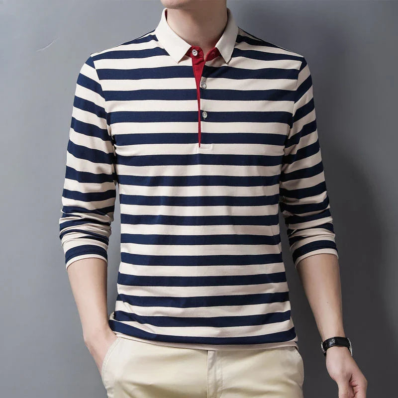 Male Sweatshirts 100℅ Cotton Pullover Stripe Business Formal Red Mens Polo Shirts Clothing Deals High Quality New Luxury Sale Xl