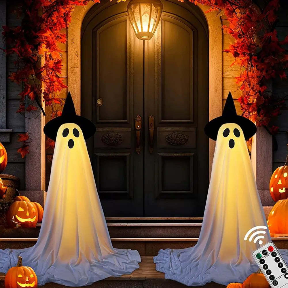 Lighted Spooky Ghost Decor Scary Standing Ghost with LED String Lights Home Porch Garden Yard Lawn Party Halloween Decorations Lootquake LLC