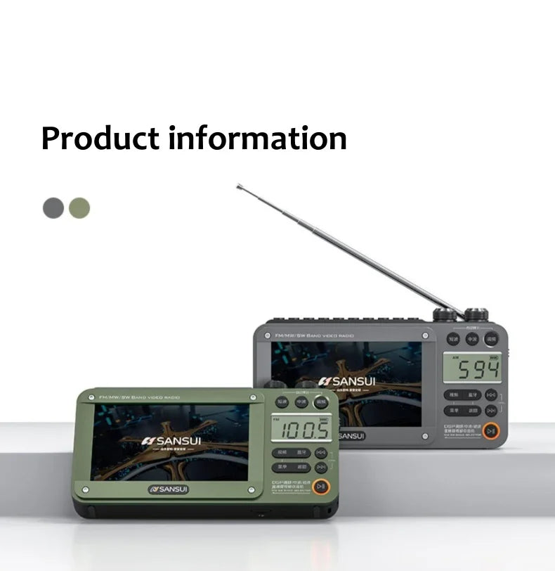SANSUI Wireless Bluetooth Speakers Home Full-band Radio LED HD Video Player Portable MP4 Walkman Built-in Rechargeable Battery Lootquake LLC