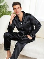 Men Pajama Sets Microfiber Sleepwear For Sleeping Man Shirt Silk Long Sleeve Pyjama Male Home Night Wear Plus Size Loungewear Lootquake LLC