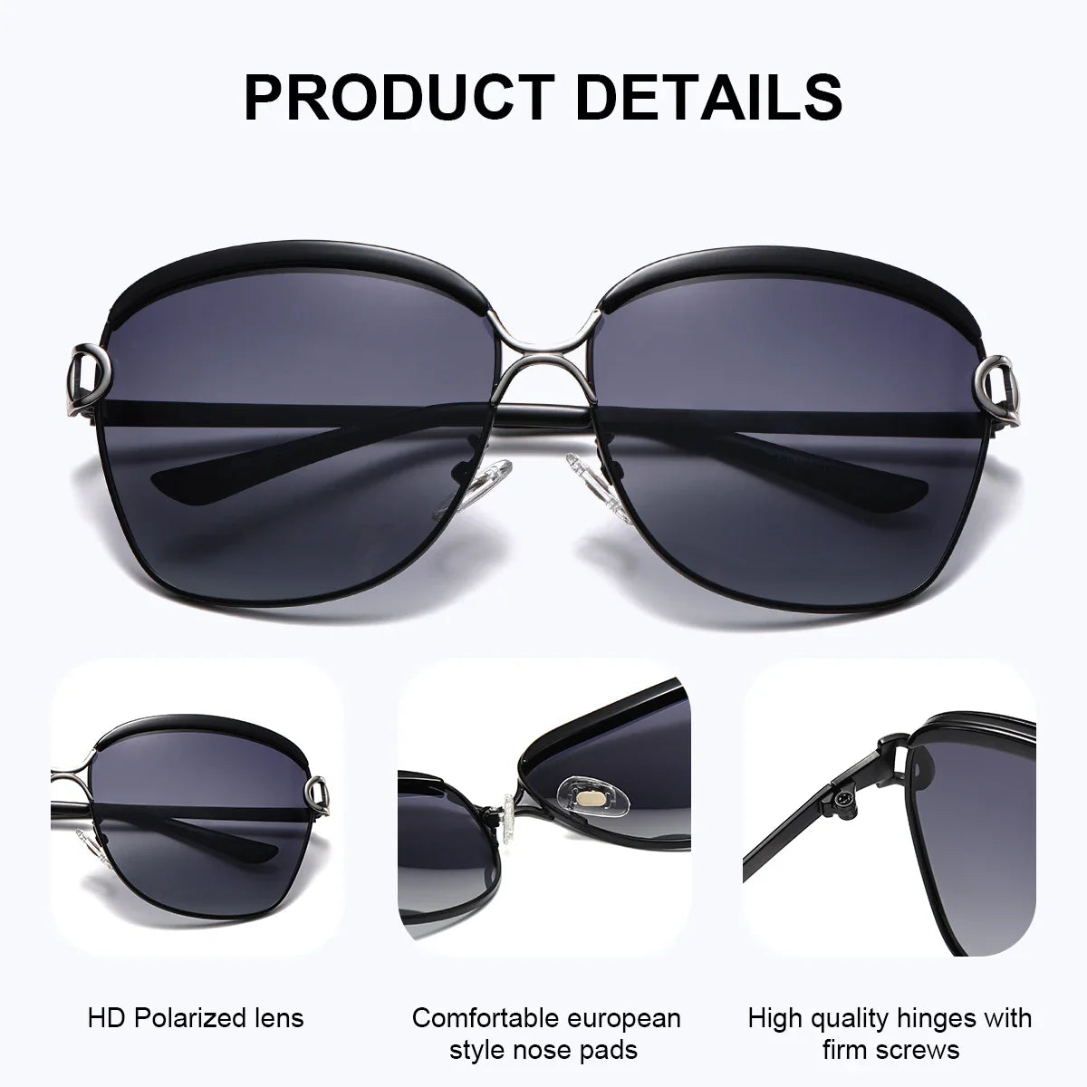 BARCUR Sunglasses Women’s Fashion Polarized Metal Frame Sunglasses UV400 Protection Multi-Color Options Trendy Square Sunglasses with Exquisite White Gift Box for Summer Parties Travel & Outdoor Events Stevvex