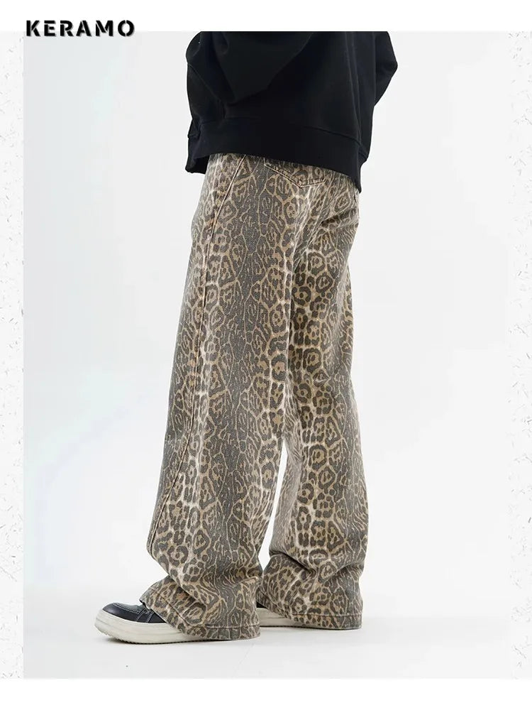 Vintage Leopard Print Jeans Women Spring Oversize Casual Hip Pop Wide Leg Trouser Trend High Waist Panther Denim Pants Ladies Lootquake LLC