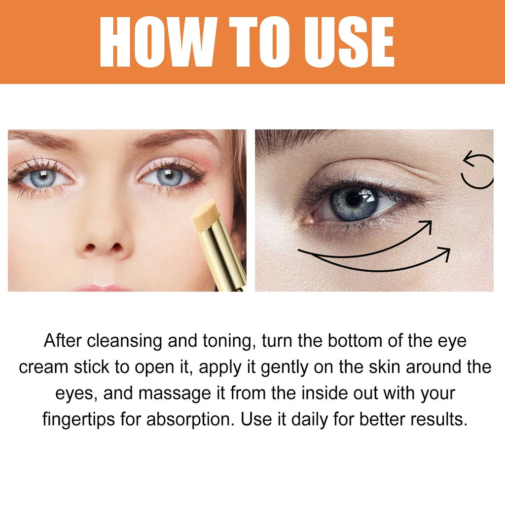 Vitamin C Eye Cream Stick Anti-Wrinkle Moisturizing Balm Eye Bag Removal Dark Circles Reduce Fine Lines Anti Puffiness Eye Cream Lootquake LLC