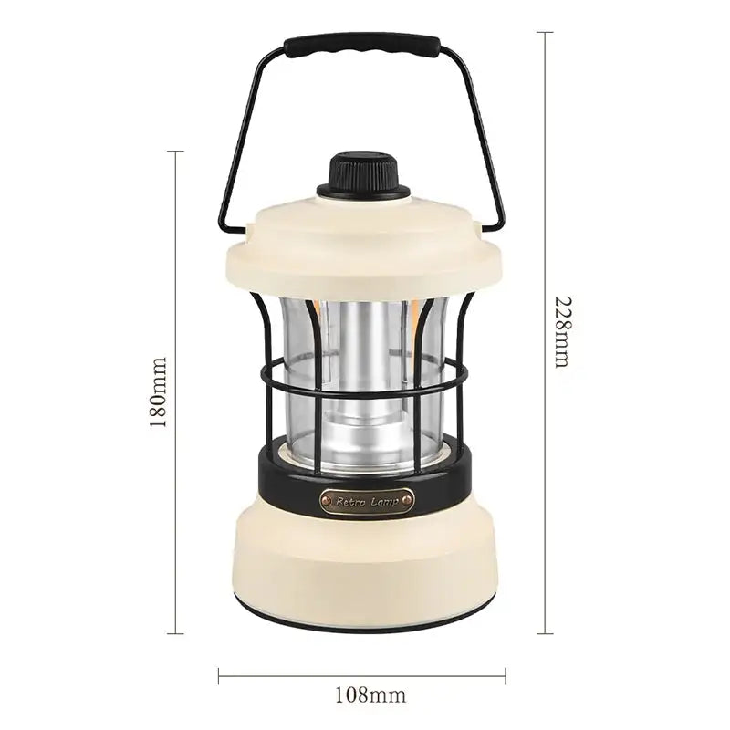 Retro Lamp Portable Camping Lantern USB Recharge Camping Tent Travel Light Vintage Outdoor Lighting Camping Equipment Flashlight