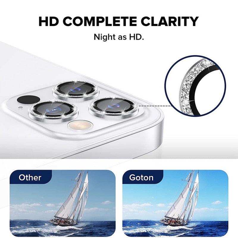3/1Pcs Luxury Camera Lens Protector For iPhone13 12 11 Pro Max Camera Protective For iPhone 12 13 Mini Back Lens Glass Camera Cover Circle Tempered Glass Protector Stevvex