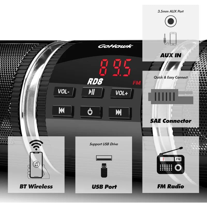Bluetooth Audio Motorcycle Stereo Speaker Motorcycle Installation MP3 Music Player Amplifier Scooter Bicycle USB FMRadio Speaker Lootquake LLC