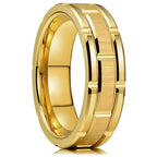 Fashion Men 8MM Stainless Steel Ring Black Color Brushed Double Groove Pattern Men's Wedding Ring Party Jewelry For Women Gift