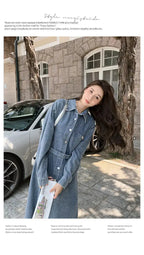 Denim Long Dress 2024 New Fashion Spring Autumn Korean Sweet Cargo LOOSE FIT Full Sleeve Girls Dress All-match