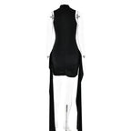 Turtleneck Sleeveless Mini Dress | Ruched Asymmetrical Party Dress - Femstylo