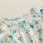 Baby Girl Easter Outfit Pink Floral Print Ruffle Sleeve Round Neck A-Line Dress for Spring and Summer Celebrations Lootquake LLC