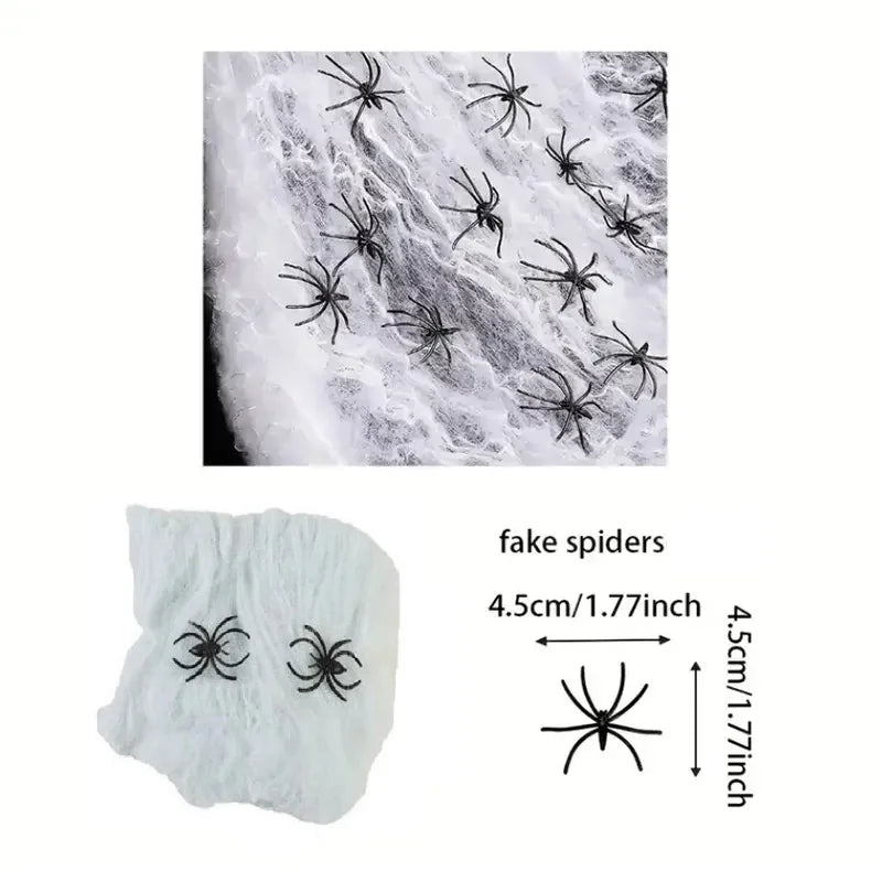 Halloween Decorations Artificial Spider Web Stretchy Cobweb Scary Party Halloween Decoration for Bar Haunted House Scene Props Lootquake LLC