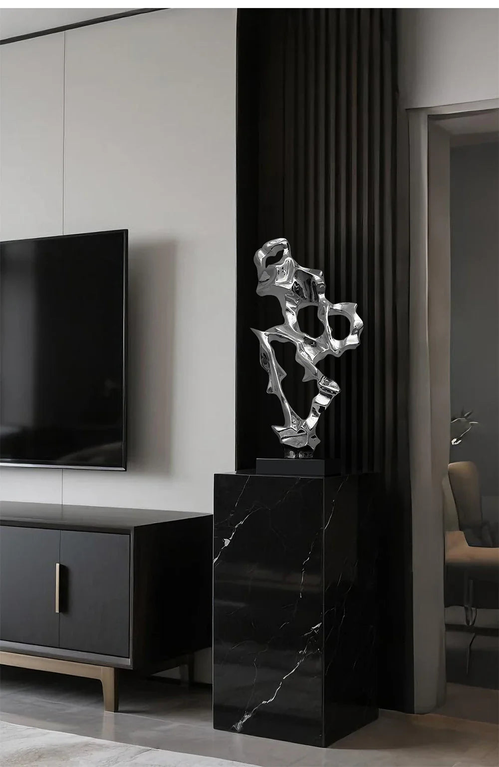 Abstract Art Sculpture Electroplating Transparent Resin Craft Model Modern Home Decor LivingRoom Office Desktop Statue Ornaments Lootquake LLC