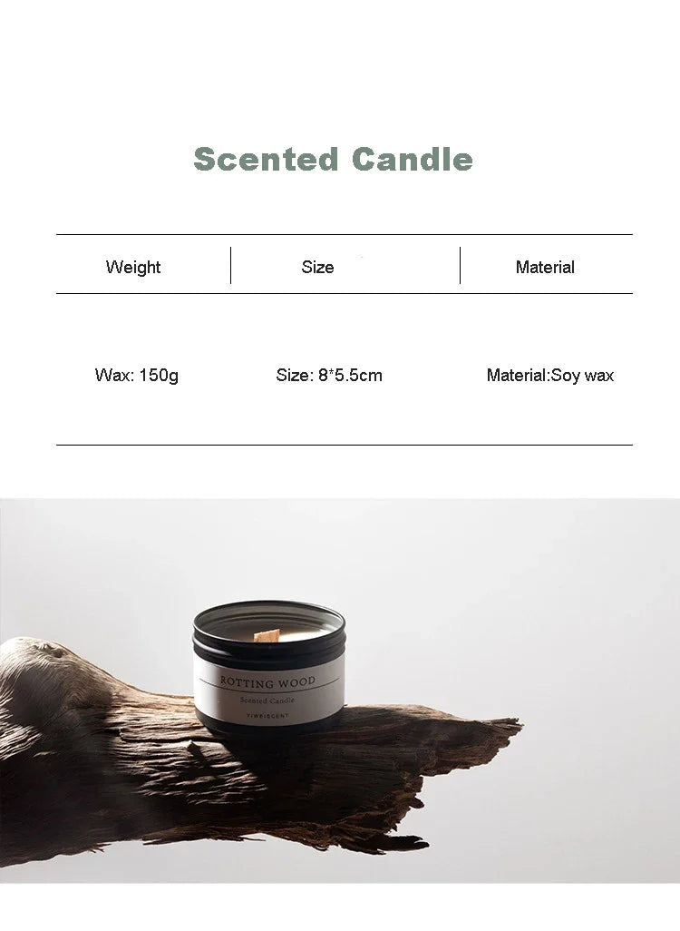 Black Tin Can Scented Aromatic Candles Wooden Wick Candle Jars with Lid Classic Home Decorative Candles Dried Flower Lootquake LLC