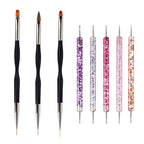 5/20Pcs Nail Art Brush Design Tip Painting Drawing Carving Dotting Pen FlatFan Liner Acrylic Gel UV Polish Manicure Tools