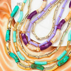 3 pieces/set Bohemian Acrylic Bamboo Beads Choker Necklace Set for Women Chunky Tube Necklaces 2024 Accessories Jewelry