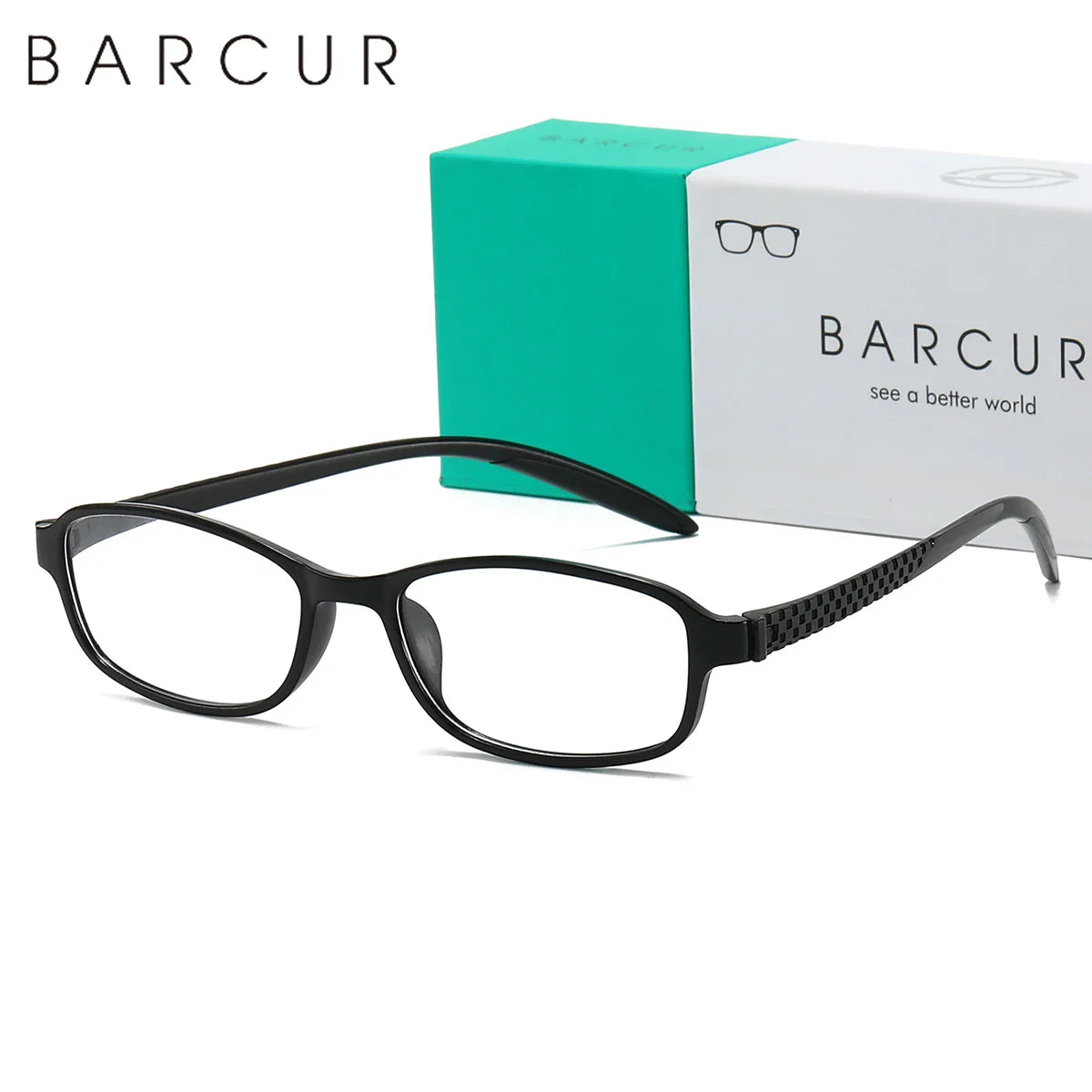 BARCUR Original Classic Presbyopia Glasses for Men and Women High-Quality Plastic Frame with Hinge Splicing Pattern and Mirror Legs Transparent AC Lenses for Reading Stevvex