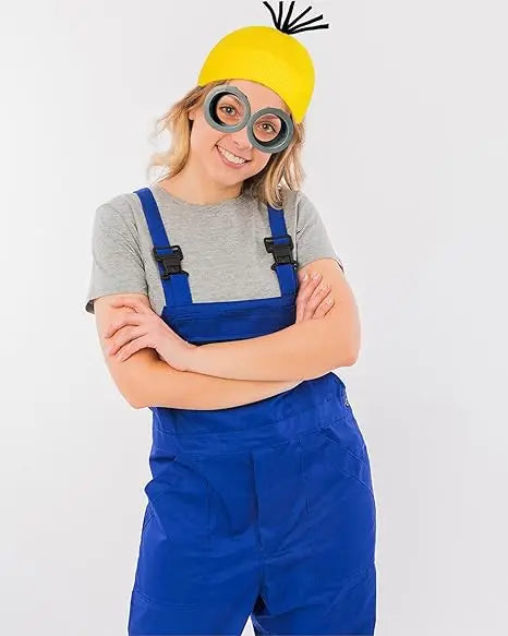 Halloween Party Minion Costumes Little Yellow Man Cosplay Movie Cartoon Funny Dress Up Magical Thief Dad Gray Striped Scarf