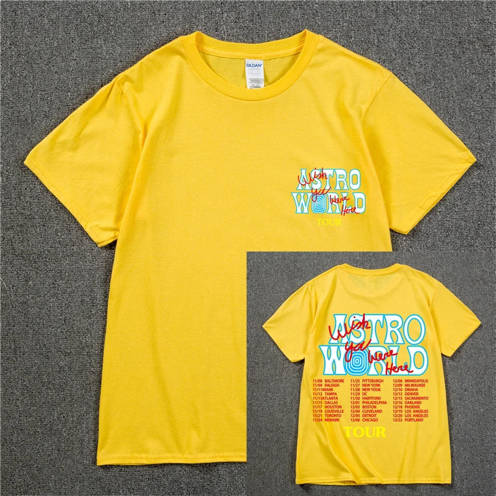 New Summer Hip Hop T Shirt Men Women Cactus Jack Harajuku T-Shirts WISH YOU WERE HERE Letter Print Tee Tops Lootquake LLC