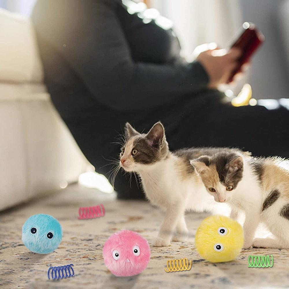 Smart Fluffy Plush Cat Ball Toys Interactive Chirping Balls Cat Kicker Toys 3 Lifelike Sounds Fun Kitty Kitten Toys  Interactive Electric Cat Ball with Sound Stevvex