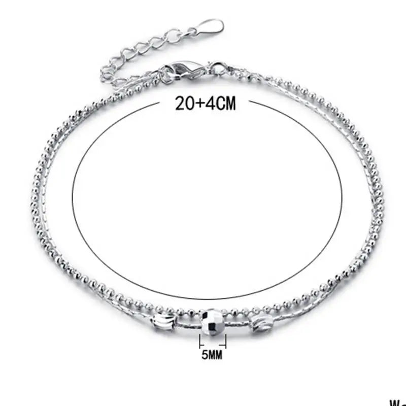 Silver color Stars Anklet Double Layer plated Charms Ankle Bracelet Jewellery Anklets For Women Foot Jewelry Love 2023 new hot Lootquake LLC