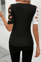 Ladies' Hollow Out Patchwork T-Shirt