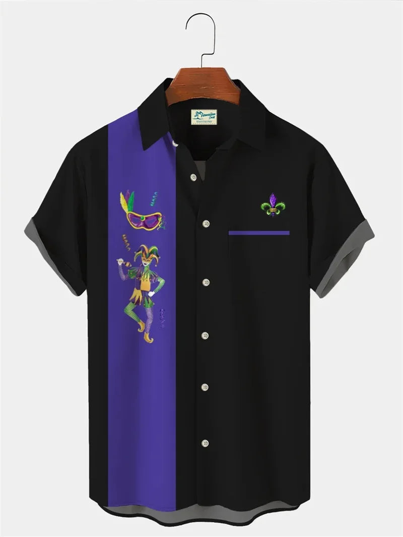 2024 Men's Mardi Gras Shirt 3D Print Short Sleeve Casual Shirts Streetwear Loose Plus Size Mens Hawaiian Shirts Tops T-Shirt Lootquake LLC