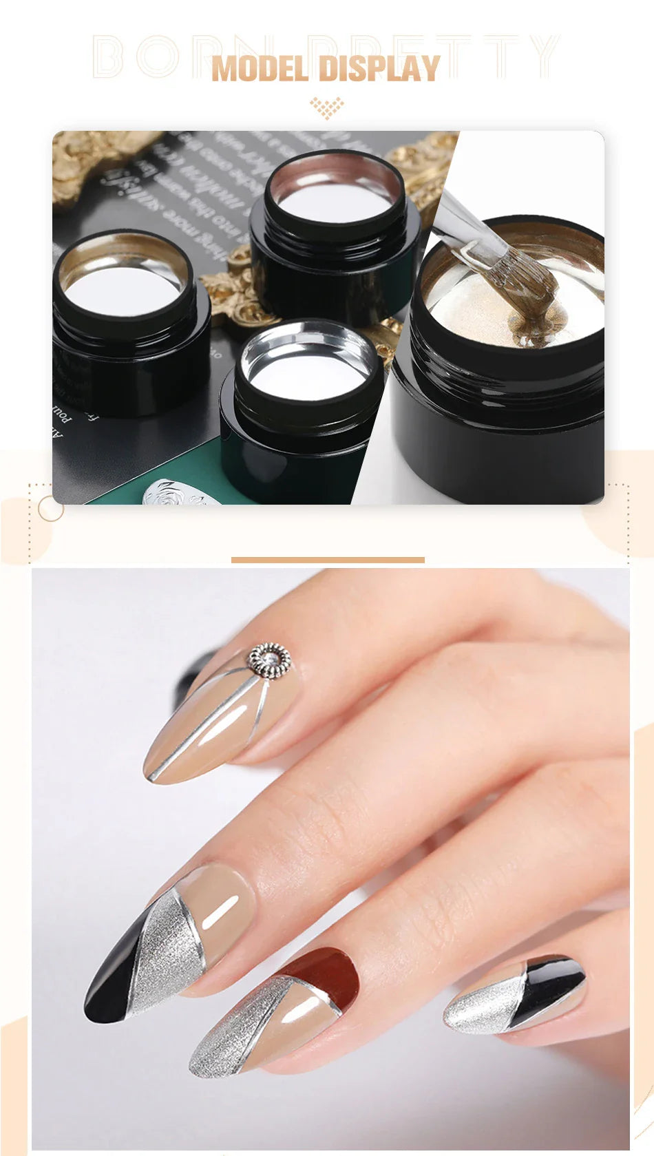 BORN PRETTY Metallic Painting Gel Gold Silver Mirror Effect Nail Polish Super Bright Drawing Line French Nail UV Painting Varnis Lootquake LLC