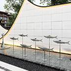 Stainless steel fish sculpture, outdoor lawn, pool, landscape decoration, mirror, crafts