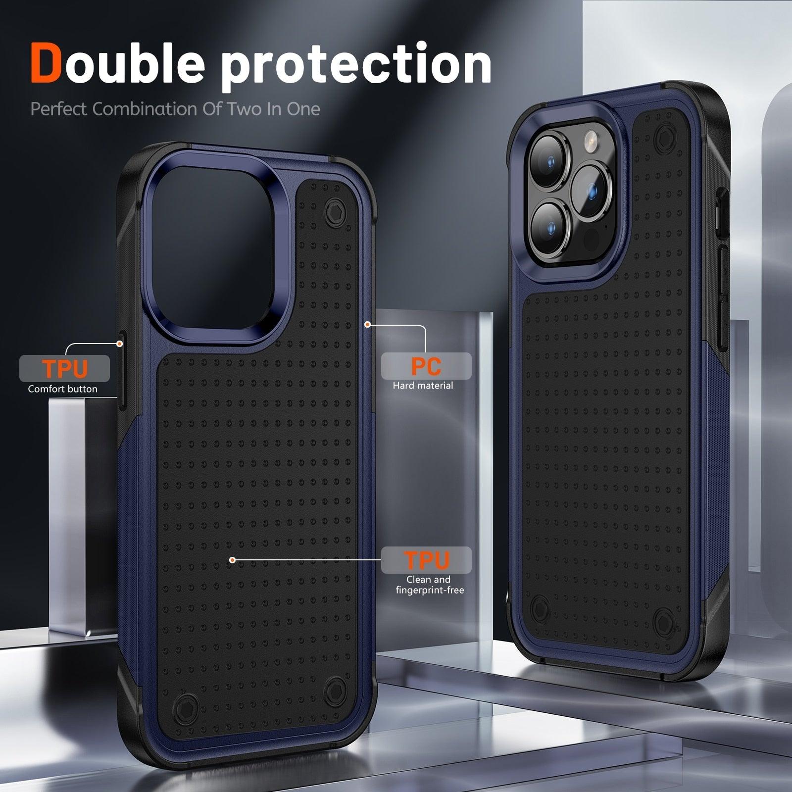 Business Black Shockproof Armor Case for iPhone 14 Pro Max 14 Plus 13 12 Hard Cover Heavy Duty Case Shockproof Ultra-Slim Non-slip iPhone Powerful Protective Phone Case for iPhone Stevvex