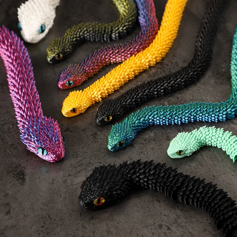Snake Sculpture Articulated Snake Decor Articulated Animals Figurine with Movable Joints 3D Printed Model Home Desktop Ornament Lootquake LLC