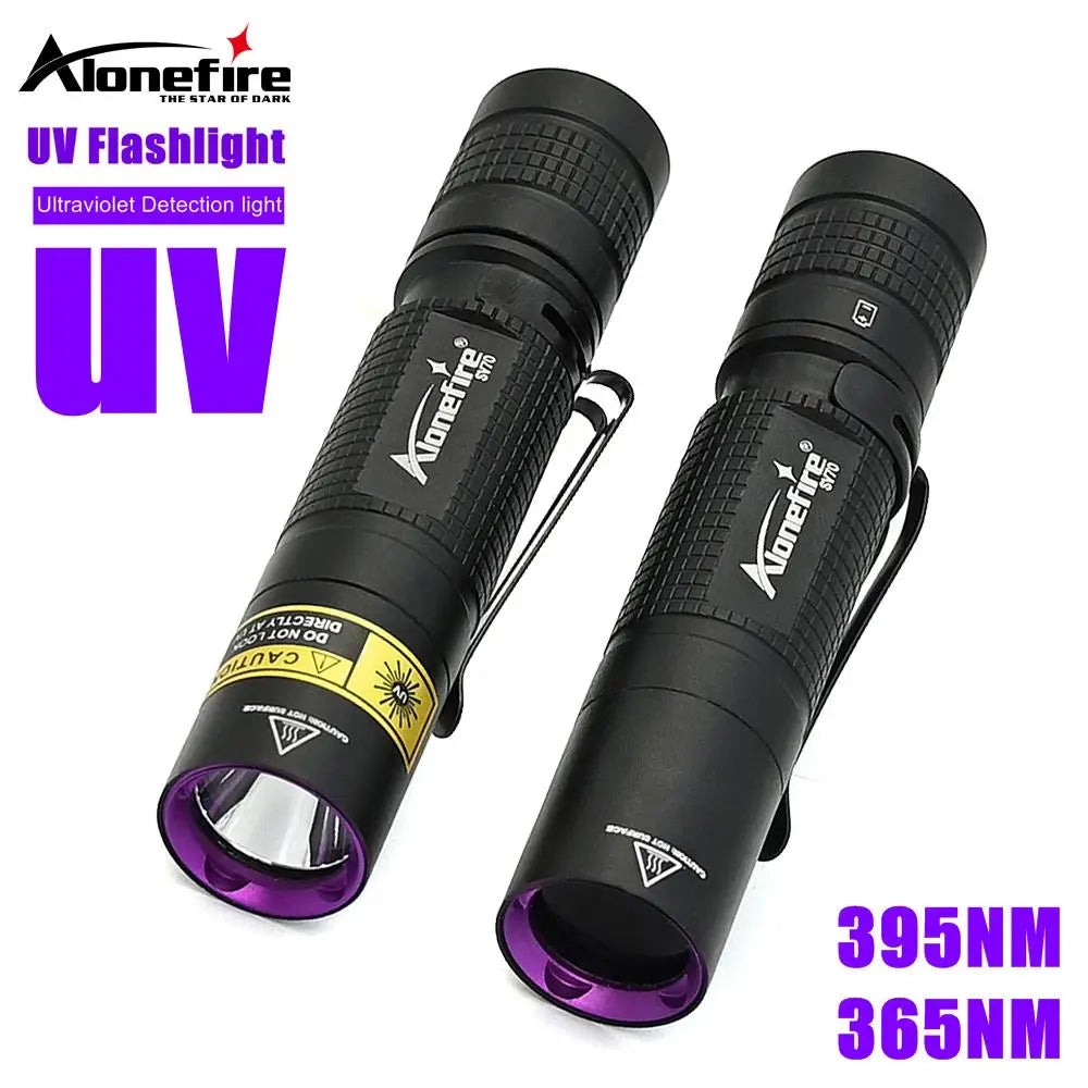 365nm/395nm Uv flashlight Invisible Blacklight Ultraviolet Torch PenLight Money Pet Stains Money Marker Checker Use AA battery Lootquake LLC