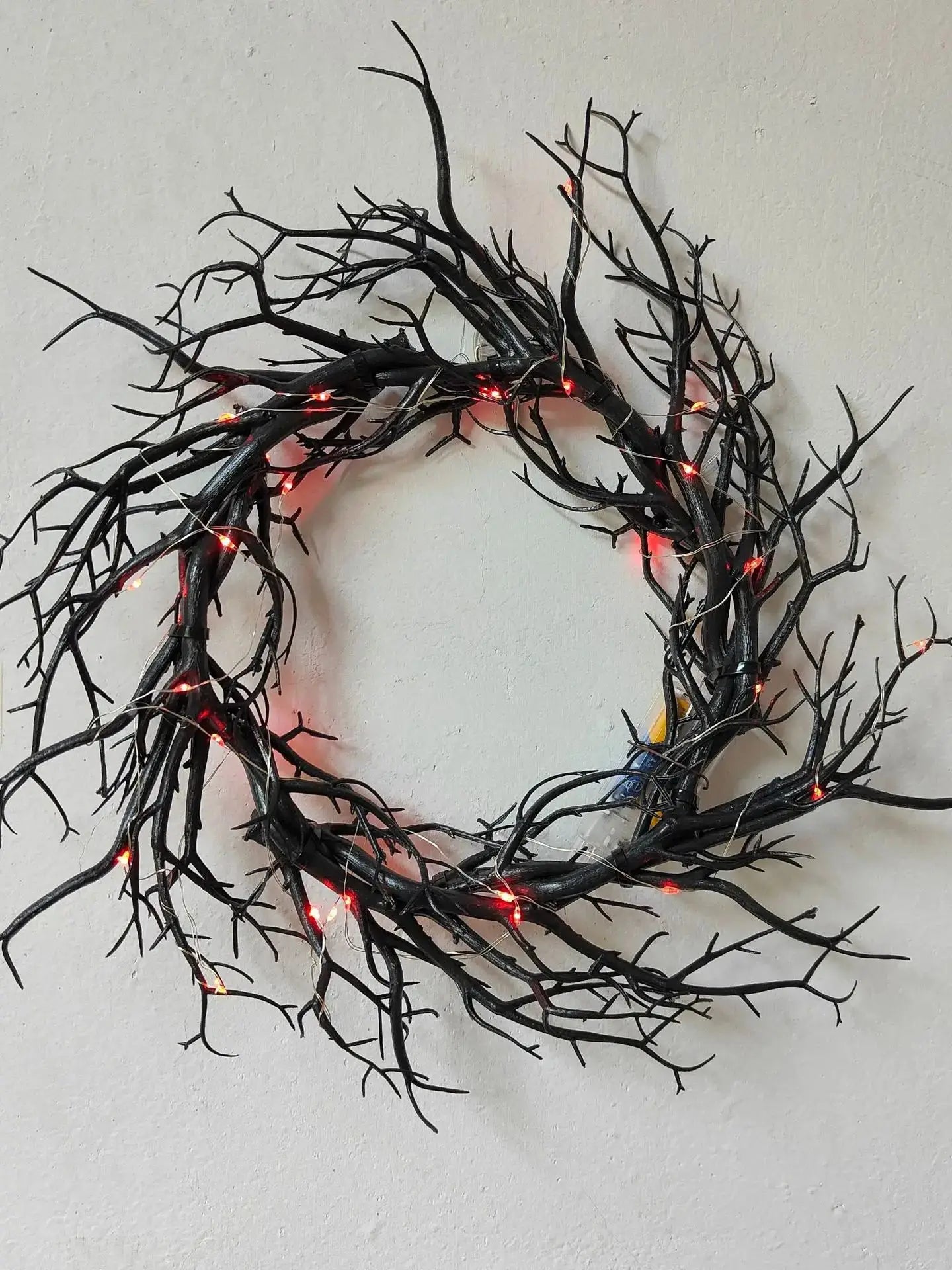 Halloween Wreath Black Branch Garland with LED Light Horror Party Haunted Festival Branch Wreath Hanging Room Halloween Decor Lootquake LLC