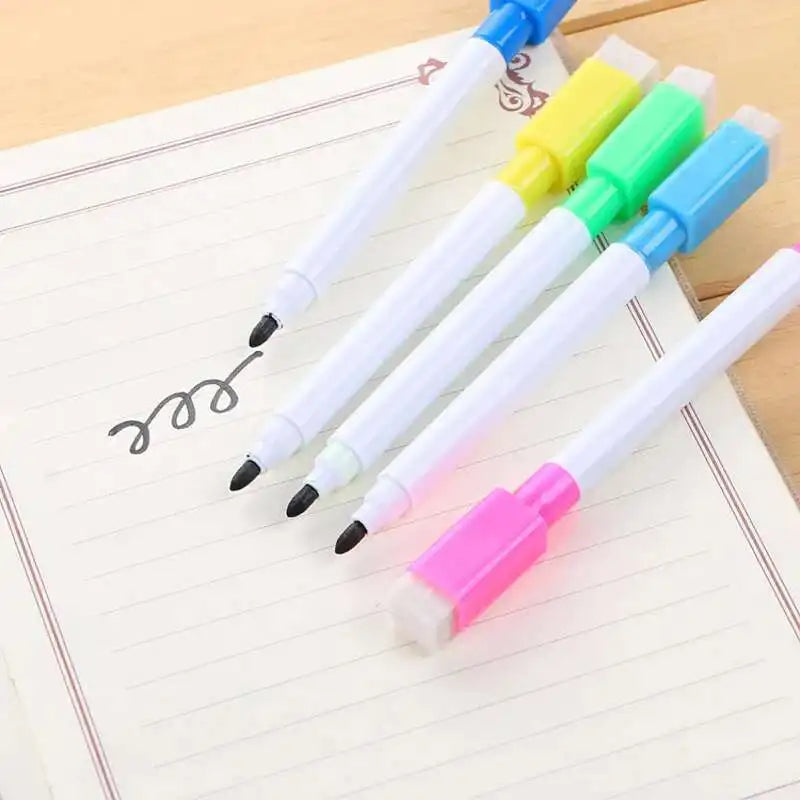 8 Pcs Lytwtw's Whiteboard Pen Creative With Brush Water-based Small Erasable Pen School Office Supplies White Board Marker Lootquake LLC